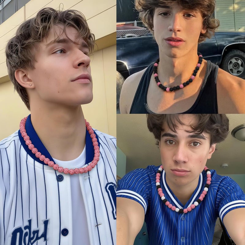 Krfy Baseball Necklaces for Boys, Bling Rhinestone Beaded Necklaces for Women Men, Diamond Baseball Drip Necklace Ice Bead Necklaces Inspired Sports Jewelry, 17.7 Inches, Age：Over 8 Years Old - Image 5